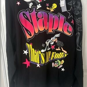 Staple Black Sweatshirt with Multicolor Looney Tunes Graphic